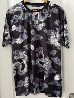 Fresh Prints Of Tokyo Drill Clothing T-Shirt  Men XL Black Dragon Print